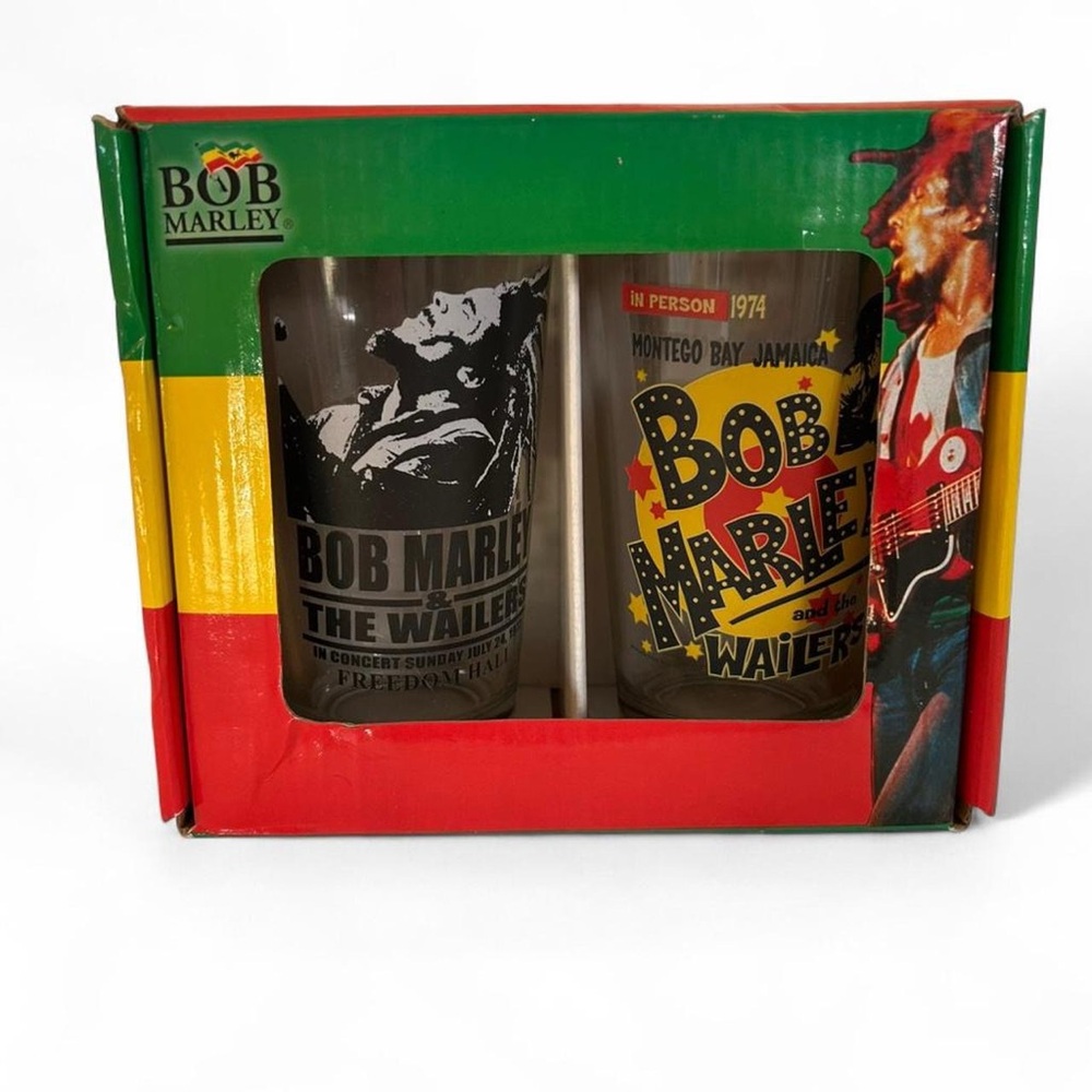 Y2K Retro Reggae Bob Marley Pub Glass Set